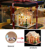 WYD Green Dollhouse Miniature Wooden DIY Dollhouse Kit Architecture Models with LED Lights and Furniture Creative Room for Birthday Idea