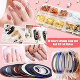 JOYJULY Nail Art Design Tools, 3D Nail Art Decorations Kit with Nail Art Brushes Dotting Tools Holographic Nail Art Stickers Nail Foil Tape Strips and Nails Art Rhinestones and Pick-Up Tweezers