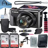 Canon PowerShot G7 X Mark II Digital Camera 20.1MP Sensor with 2 Pack SanDisk 32GB Memory Card + Case + Tripod + A-Cell Accessory Bundle (Black)