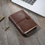 Leather Journal Refillable Travel Journal - Fine Brown Hand Made Leather Daily Notebook for Men & Women, Perfect to Write in, Small Size Easy for Carry, Best Gift for Travelers, 5 × 4 Inches