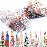 Flowers Nail Foil Transfer Stickers Decals, Flowers Nail Transfer Foils Sticker Designs Summer Floral Nail Art Decals Acrylic Nails Supplies for Women Girls Manicure Tips Decorations (10 Sheets)