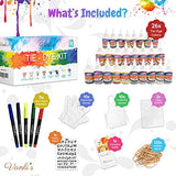 26 Colors Tie Dye Kit for Kids and Adults, 5 Fabric Markers, Plastic Stencil for DIY Fabric Dye Projects. 175 Pack Party Tie Die Supplies with Aprons, Gloves, Rubber Bands and Plastic Table Covers
