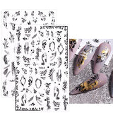 JMEOWIO 12 Sheets Spring Black White Flower Nail Art Stickers Decals Self-Adhesive Pegatinas Uñas Summer Butterfly Leaf Floral Nail Supplies Nail Art Design Decoration Accessories