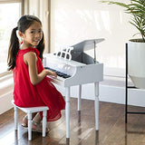 Best Choice Products Kids Classic Wood 30-Key Mini Grand Piano Musical Instrument Toy w/ Bench, Sheet Music Rack - White