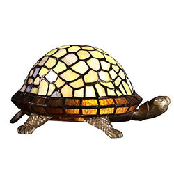 Bieye L10400 Tiffany Style Stained Glass Turtle Accent Table Lamp Night Light (Multi-Colored)