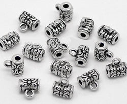 Tibetan Silver Carved Tube Metal Spacer Bail Beads Handcrafts Finding Jewelry Making DIY