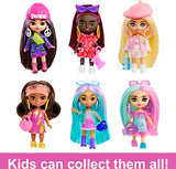 Barbie Mini Toys, Barbie Extra Minis Doll With Blue Hair, Sporty Outfit And Roller Skates, Clothes And Accessories