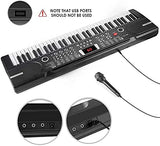 61 Keys Keyboard Piano, Camide Electronic Digital Piano with Built-In Speaker Microphone, Sheet Stand and Power Supply, Portable Keyboard Gift Teaching for Beginners