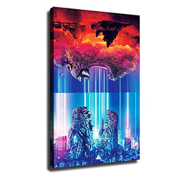 Godzilla vs. King Kong poster 2021 Classic Movie canvas wall art indoor aesthetic large HD printing picture (16x24inch,No framed)