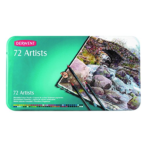 Derwent Artists Colored Pencils, 4mm Core, Metal Tin, 72 Count (32097)