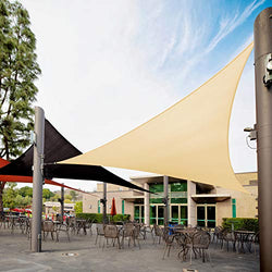 Royal Shade 20' x 20' x 20' Beige Triangle Sun Shade Sail Canopy Outdoor Patio Fabric Shelter Cloth Screen Awning - 95% UV Protection, 200 GSM, Heavy Duty, 5 Years Warranty, We Make Custom Size