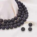 NBEADS 1 Box 180 Pcs 8mm Natural Black Lava Beads Gemstone Round Loose Beads Energy Stone Healing