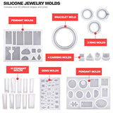 Epoxy Resin Crystal Clear Casting Resin for Epoxy and Resin Art | Pixiss Brand Easy Mix 1:1 (17-Ounce Kit) | Silicone Jewelry Mold Kit for Earrings, Bracelets, Rings, Pendants
