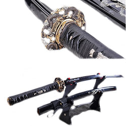 Lyuesword Japanese Hand Forged Functional Folded Steel Katana Battle Ready Full Tang Clay