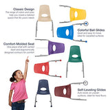 FDP-10371-RD 18" School Stack Chair, Stacking Student Seat with Chromed Steel Legs and Nylon Swivel Glides; for in-Home Learning, Classroom or Office - Red (5-Pack)