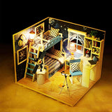 CONTINUELOVE DIY Miniature Doll House Kit - with Furniture, Led Lights and Dust Cover - Modern Wooden Dollhouse Model Kit - The Best Toy Gift for Boys and Girls-Exquisite Toy House(Space Dream)