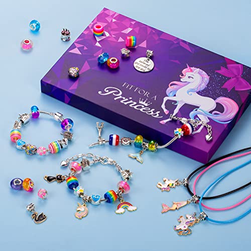 71PCS Charm Bracelet Making Kit Jewelry Making Unicorn Gifts for Teens Girls  Crafts 8-12 Years - Christmas Gift Idea for Teen Girls 