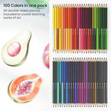 Arteza Kids Colored Pencils, 100 Colors, 50 Double-Sided Pencil Crayons, Pre-Sharpened, Art and School Supplies for Drawing and Doodling