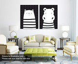 Niwo Art-Hippo and Cat,Cute Animals Canvas Wall Art Home Decor,Framed Ready to Hang