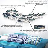 SUN RDPP Metal Fish Wall Decor, Aqua Theme Metal Wall Sculpture Marine Decor for Home Garden Bedroom,150X42cm…