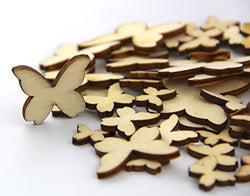 Pack of Mixed Size Natural Wood Color Little Butterfly Shaped Wooden Crafting Sewing Scarpbooking