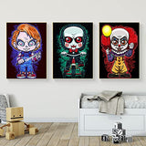 6 Pack Diamond Painting Kits for Adults - Halloween 5D Diamond Art Kits for Adults Kids Beginner,DIY Horror Clown Full Drill Diamond Dots Gem Art Crafts for Home Wall Decor 9.8x13.8inch
