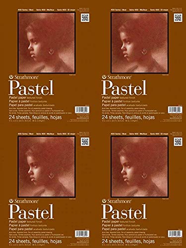 Strathmore 400 Series Pastel Pad, Assorted Colors, 11"x14" Glue Bound, 24 Sheets Pack of 4