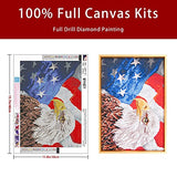 Diamond Painting Eagle and American Flag Kits for Adults Diamond Drill by Number Animal Round Diamond Arts Full Dots Crystal Rhinestone Arts Craft for Home Decor (15.8x11.8 in)(JZ001-01)