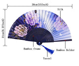 Amajiji Folding Fan, 8.27"(21cm) Chinease/Japanese Hand Held Silk Folding Fan with Bamboo