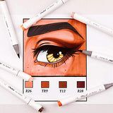 Ohuhu Skin-Tone Brush Markers, Alcohol-Based Art Markers Brush Tip for Artist Sketch Kids Adults' Coloring Illustration, 36 Skin Tone Colors + 1 Alcohol Marker Blender + Marker Case, Brush & Chisel