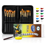 Paint Brush Set with 15 Different Sizes Artist Brushes and 12 Color Acrylic Watercolor Oil Gouache Paint, Pallete Knife and Standable Organizing Case, Nylon Hair and Non Slip Matte Handles