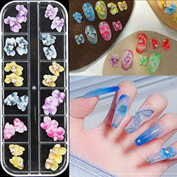 3D Colorful Gradient Petals Flower Nail Charms 3D Purple Purple Yellow Red Flower Nail Art Charms for Nail Art DIY Jewelry Accessories Crafts