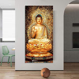 Golden Buddha Lotus Feng Shui Paintings Wall Art Posters and Prints Canvas Painting Wall Art Pictures Home Decor-27.5 ”x55.1”(70x140cm)Frameless