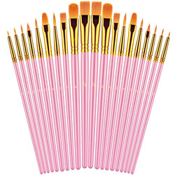 Paint Brushes Set, 2Pack 20 Pcs Paint Brushes for Acrylic Painting, Oil Watercolor Acrylic Paint Brush, Artist Paintbrushes for Body Face Rock Canvas, Kids Adult Drawing Arts Crafts Supplies, Blush
