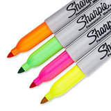 Sharpie Neon Permanent Markers, Fine Point, Assorted Colors, 4 Count