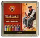 Koh-I-Noor Mondeluz Aquarelle Watercolor Pencil Set, 24 Assorted Colored Pencils in Tin, 1 Each