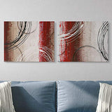 2 Piece Tricolored Gestures Canvas Wall Art Print Set, Red Abstract Home Decor