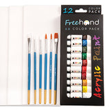 Acrylic Paint Set -12 Acrylic Paints, 6 Paint Brushes for Acrylic Painting, 3 Painting Canvas Panels - Premium Art Supplies for Adults Canvas Painting - Kids Paint Set - Paint Brush Set - Paint Kit