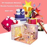 Dollhouse Miniature with Furniture,DIY 3D Wooden Doll House Kit Apartment Style Plus with Dust Cover and LED,1:24 Scale Creative Room Idea Best Gift for Children Friend Lover(Gamp Party) BT010