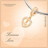 ATHENAIE 925 Silver Plated Rose Gold  with Pave Clear CZ Forever Love Pendant Drops Charm Beads