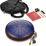 Steel Tongue Drum-15 Note 14 Inch Lotus Hand Pan Drum C Key with Ultra Wide Range and Drum Mallets Carry Bag
