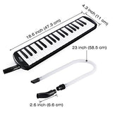 Eastar 37 Key Melodica Instrument with Mouthpiece Air Piano Keyboard,Carrying Bag Black