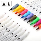 24 Colors Calligraphy Brush Marker Pens, Dual Tip Colored Art Marker, Writing Pens, Fineliner Felt Tip Water Color Drawing Paintbrush Highlighters Coloring Books