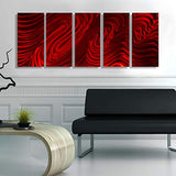 Statements2000 Large Abstract Metal Wall Art Sculpture Panels by Jon Allen, Red, 64" x 24" - Red Hypnotic Sands