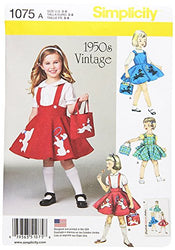 Simplicity 1075 1950's Vintage Bag, Jumper, and Poodle Skirt Sewing Pattern for Girls, Sizes 3-8