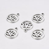 Craftdady Pack of 10 Lovely Round 20mm Lotus Flower Charms Pendants for Jewelry Making DIY