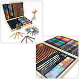 100 Piece Drawing Set for Adults,Kids. Colored Pencils, Watercolors, Crayons, HB Pencils, Professional Art Coloring Drawing Pencils for Beginners & Pro Artists in Wooden Box