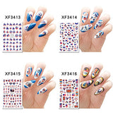 Independence Day Nail Art Stickers Decals, USA Flag Nail Self-Adhesive Sticker Designs, Patriotic American Nail Transfer Decal for 4th of July, Women Girls False Nails Manicure Art Holiday Decorations