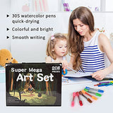 KAIZERUI 208 pcs Double Sided Trifold Easel Art Set, Portable Painting & Drawing Kit for Kids with Oil Pastels, Crayons, Colored Pencils, Markers, Paint Brush, Pads, Great Gifts for Kids, Beginners