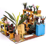 DIY Dollhouse Miniature Kit with Furniture, Mini Green Dollhouse Garden 3D Wooden Miniature House, Flower House Miniature Dolls House kit